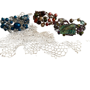 Handmade  Beaded Bracelets Set - Blue, Multicolor, Green ,browns